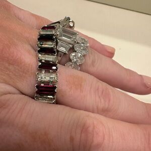 Elegant art deco Silver and Red Ruby Women's Bracelet